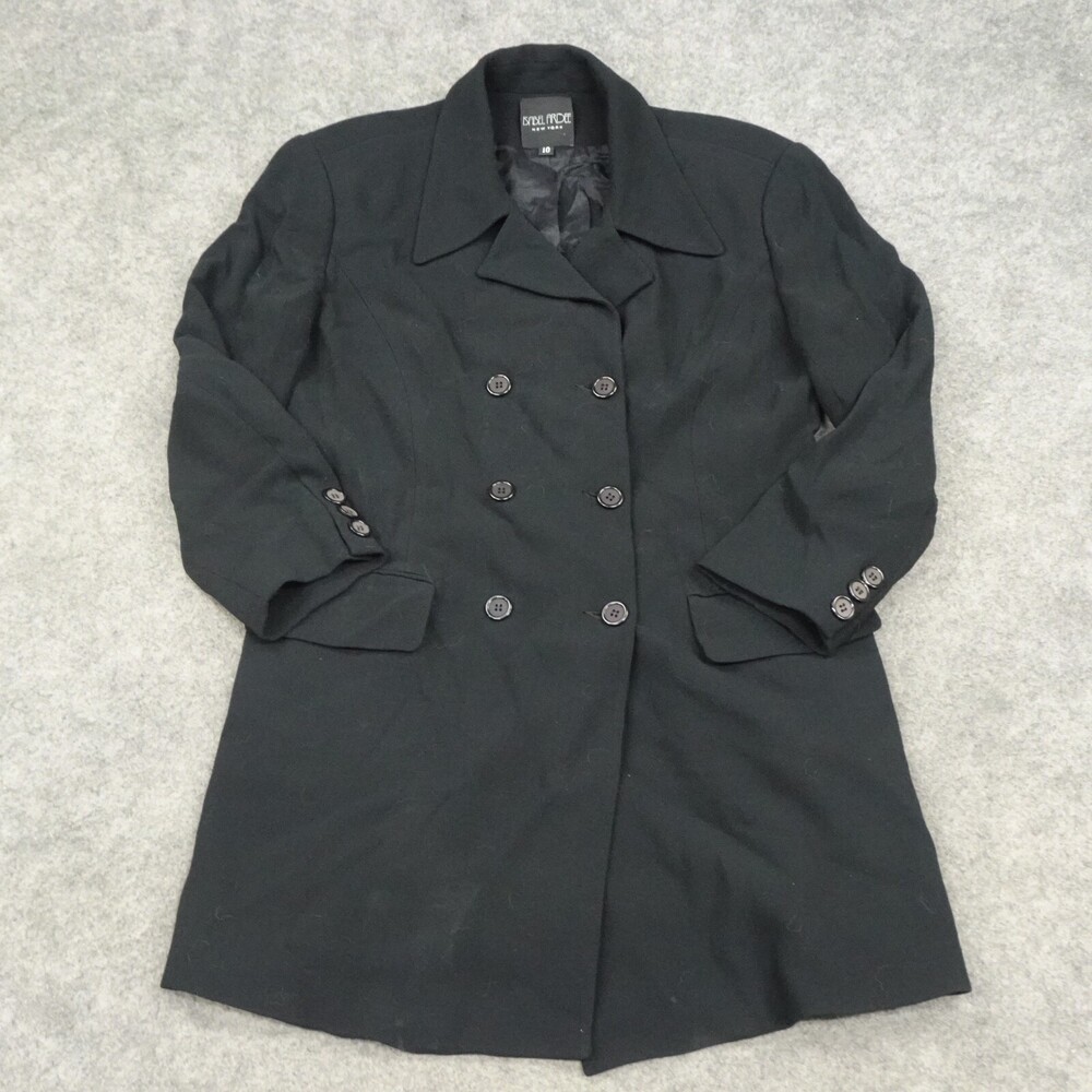 Isabel Ardee Jacket Womens 10 Black Double Breasted Long Sleeve Coat Winter Warm